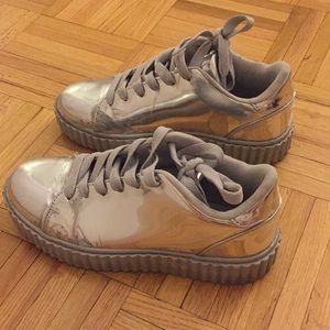 Qupid Silver Metallic Creepers